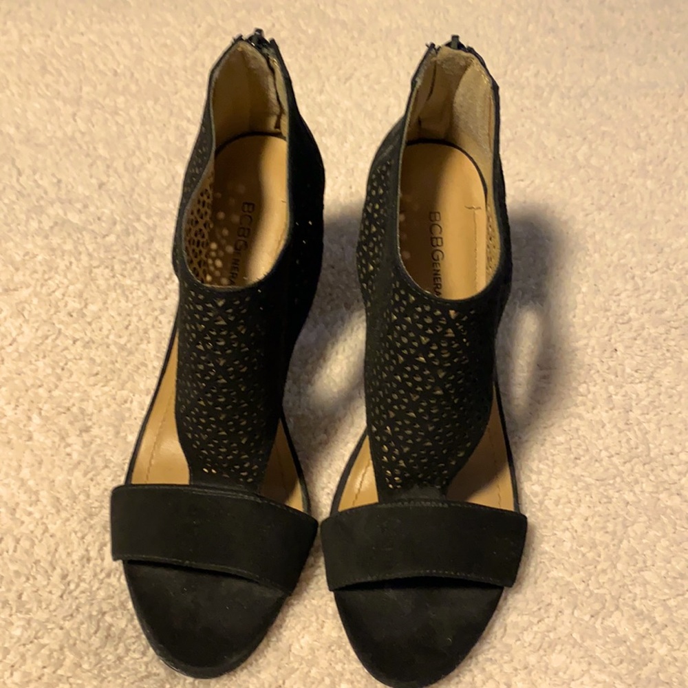 BCBGeneration Black Suede Heels, Size 8